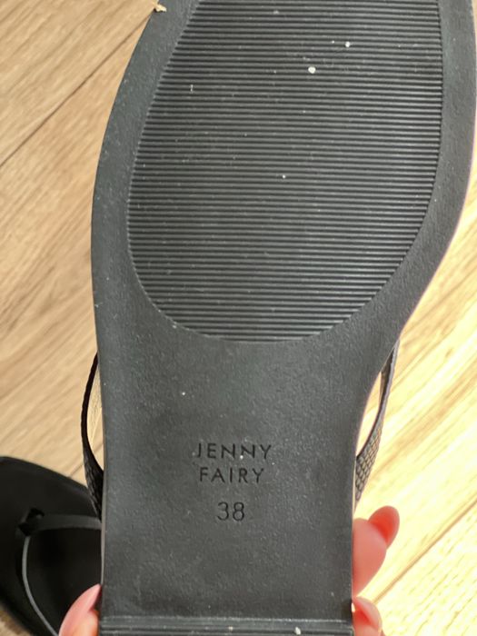 Czarne klapki japonki Jenny Fairy r. 38 / 24,5 cm kwadratowe noski