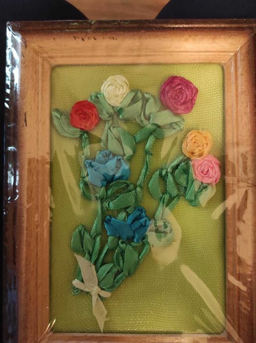 Картинки-открытки, вышивка лентами