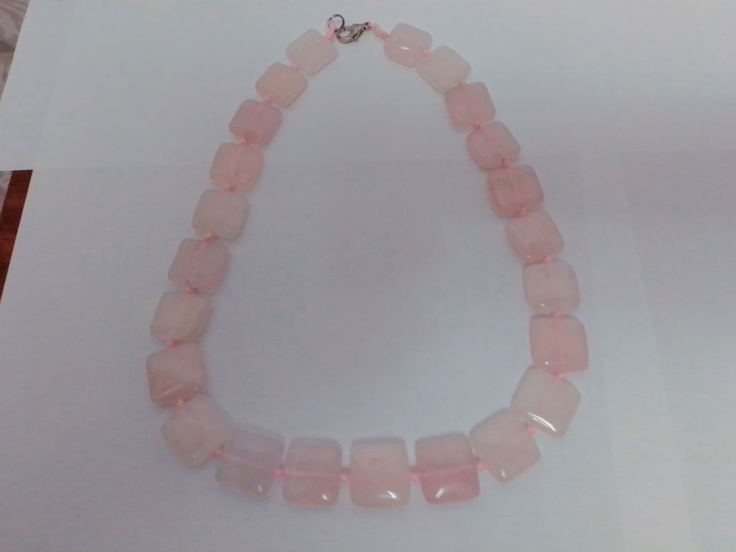 Бусы, ожерелье, розовый кварц 48 см