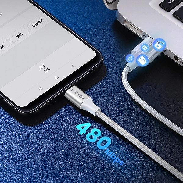 Kabel Ugreen Us288, 60132 Usb-a / Usb-c Qc 3.0/3a 1.5m - biały