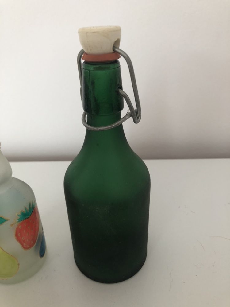 Małe ozdobne butelki buteleczki malowane szkło zestaw 2szt. 24cm 10,5c