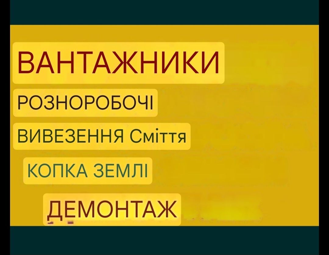 Вантажники Грузчики по годино Вигрузка Розванаження завантаження Фур