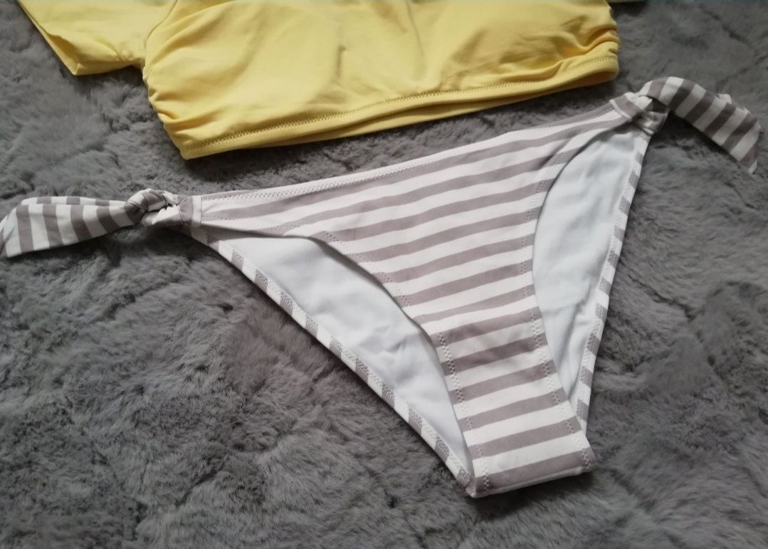 Zestaw H&M bikini żółte i paski rozm 38