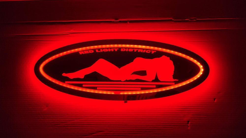 Red light district lustro LED , logo na tylną sciane TIR,I01-CZERW