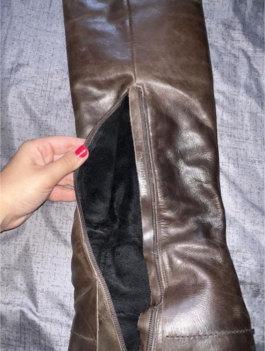 Стильні Чоботи на каблуку осінні з натуральної шкіри