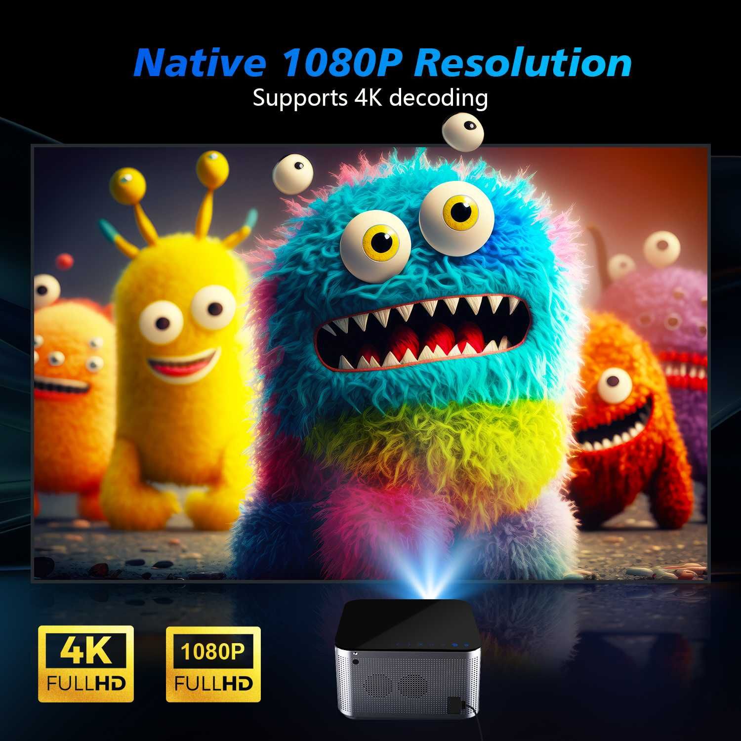PROJEKTOR 4K LCD Magcubic HY350 do kina domowego przenośny WIFI LED BT