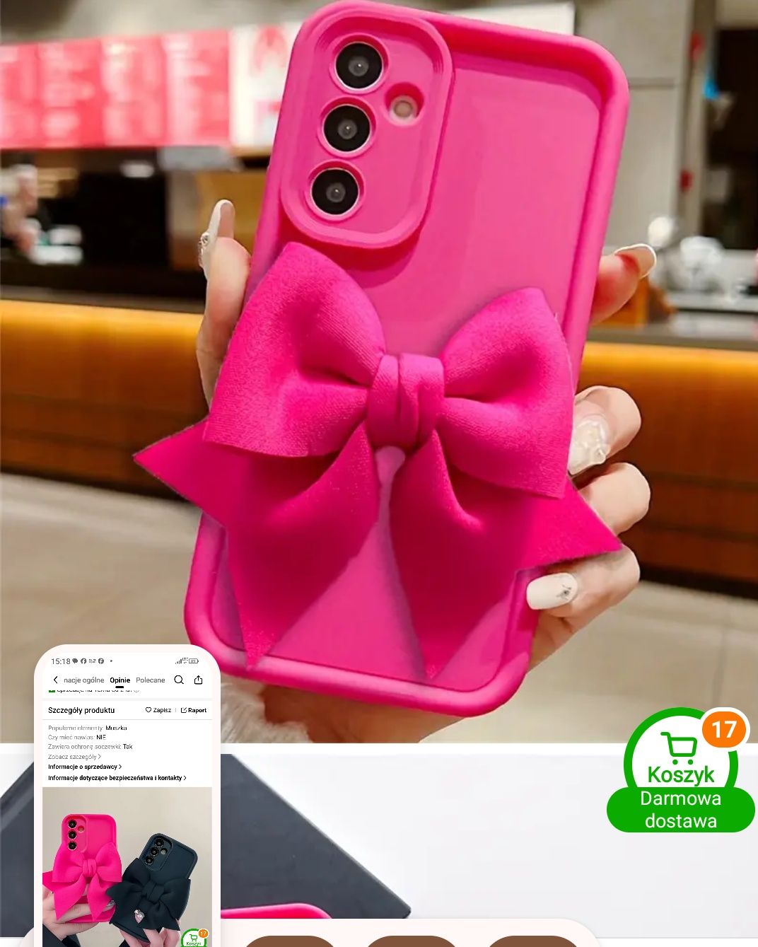 Etui na Samsung Galaxy s23 ultra kolor różowy z kokardką