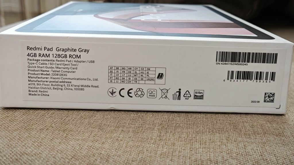 Планшет Xiaomi Redmi Pad  4/128GB Graphite Gray у відмінному стані