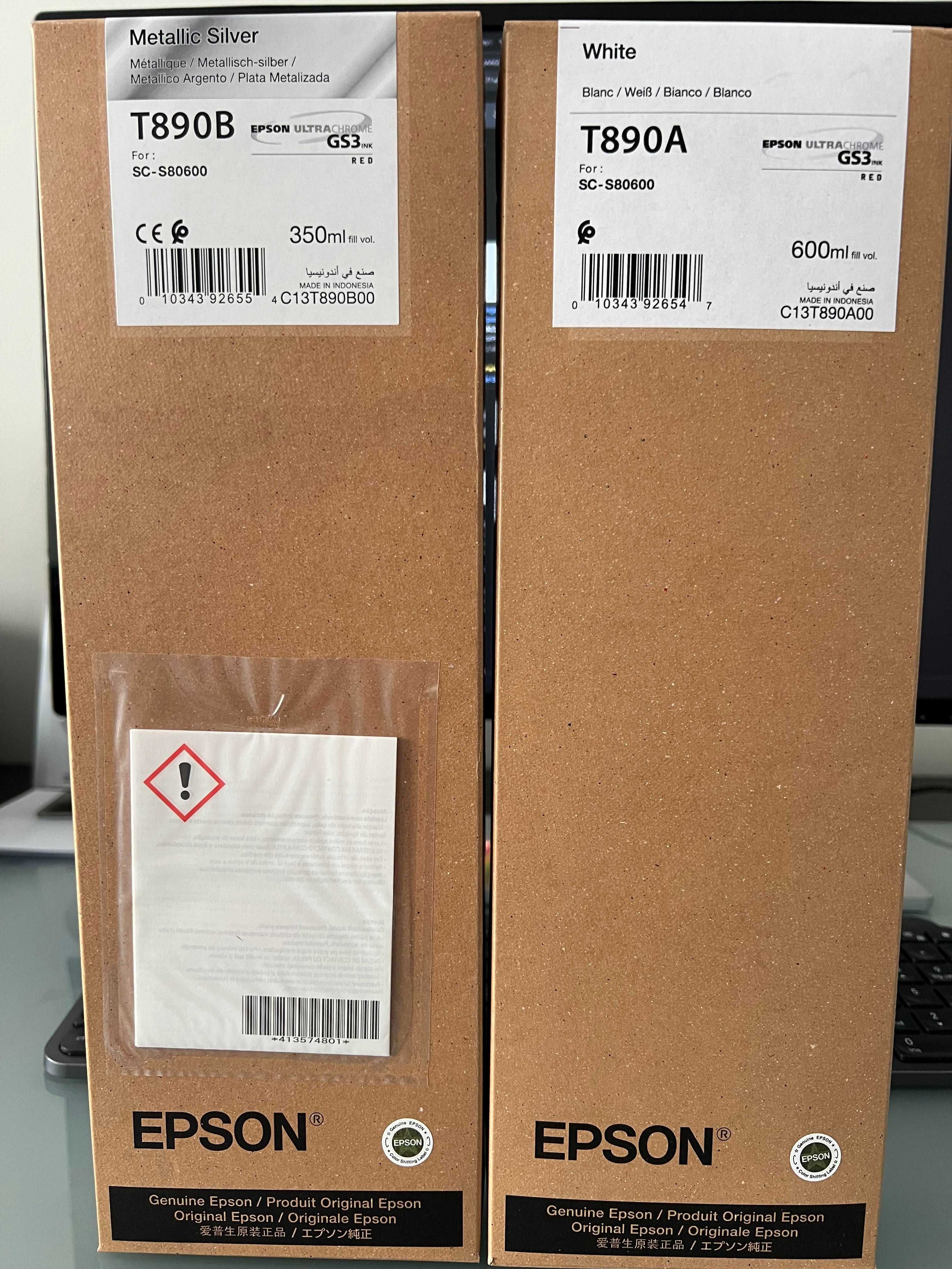 Tinteiros Originais NOVOS Branco ou Silver Metálico para EPSON S80600