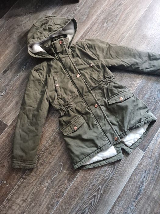 Парка демисезонная, куртка осенняя цвет хаки для девочки на 6-7 лет