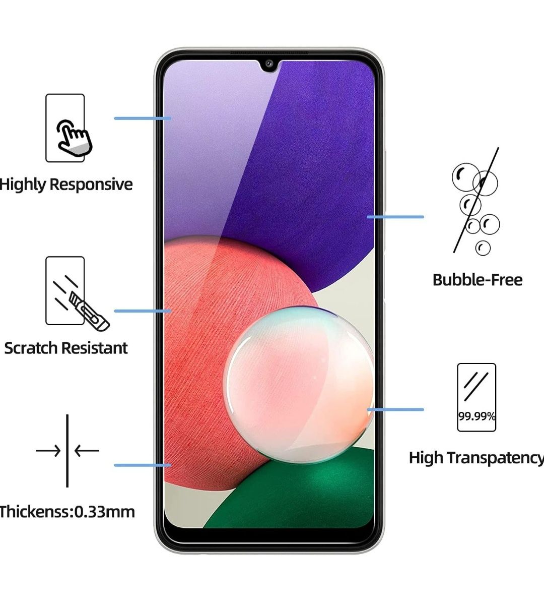 NEW'C 2 sztuki Szkło dla Samsung Galaxy A22 4G