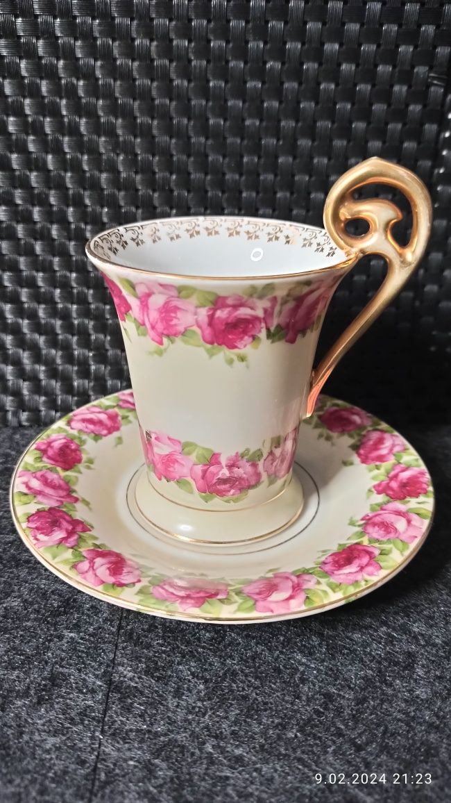 Porcelana Bawaria Fason ROSENTHAL Duo do Kakao  Dekor Róża Francuska