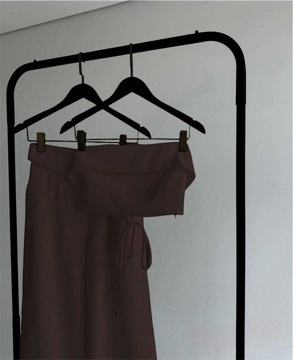 Жіночий класичний костюм топ на шнуровці і брюки прямого крою