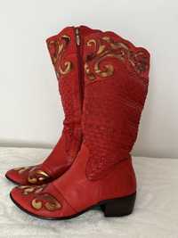 Чоботи для танцю, взуття українське, черевики червоні, 37 р