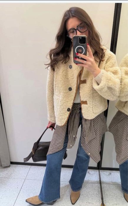 Двостороння куртка з еко-замші Zara