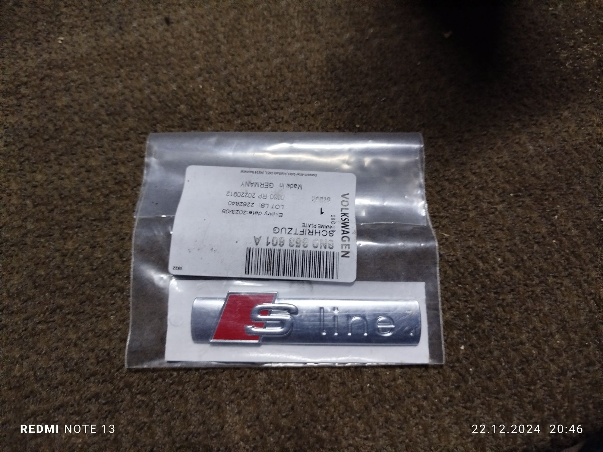 Emblemat znaczek napis Audi S-Line nowy oryginalny
