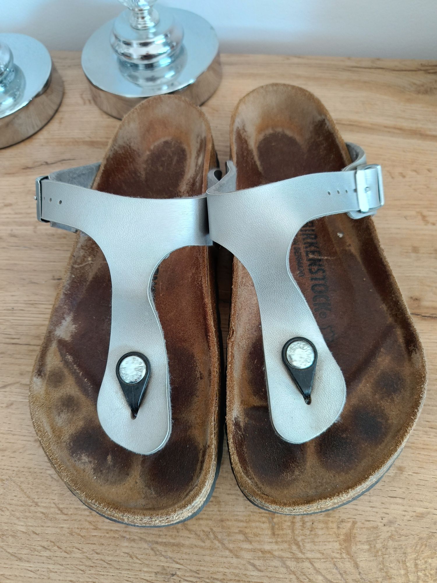 Klapki japonki birkenstock 38 srebrne