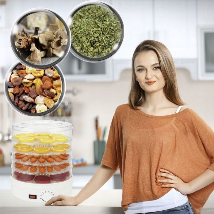 Suszarka Spożywcza Do Grzybów Owoców Warzyw 500W 5 Sit Duża Regulowana
