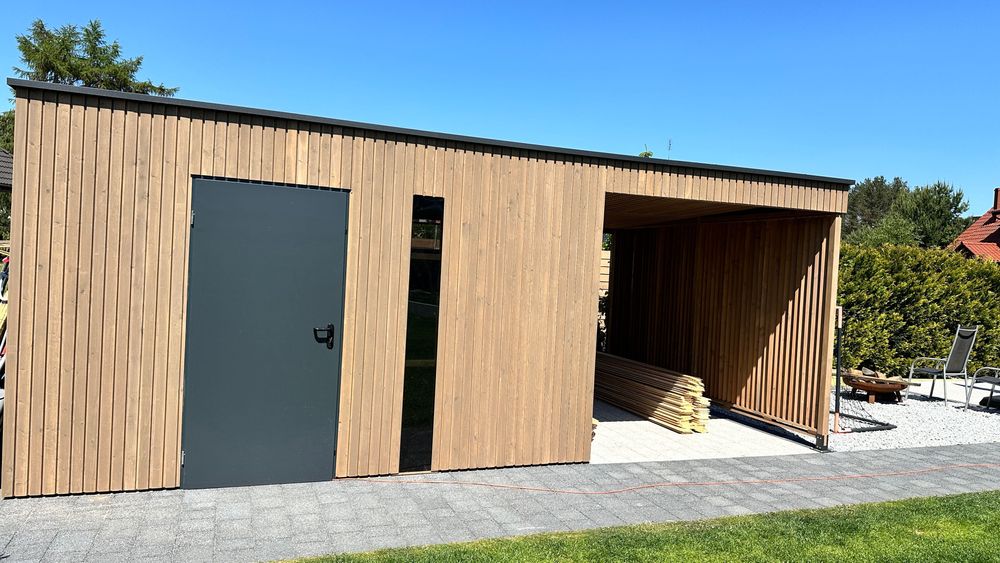 Domek narzędziowy z altaną Modrzew Syberyjski