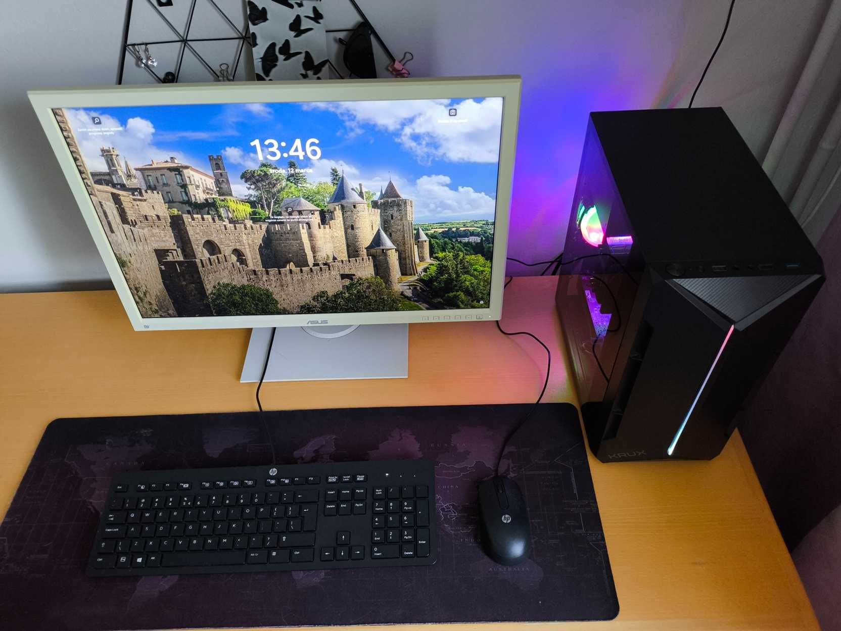 Monitor i Komputer Ryzen 5 3500X 6 rdzeni DDR4 16 GB RAM, RX 580 4GB+