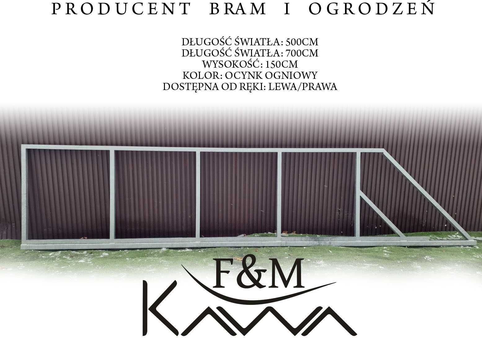 Brama Przesuwna 5m światła ocynk + dowolny RAL PRODUCENT panelowa 3D