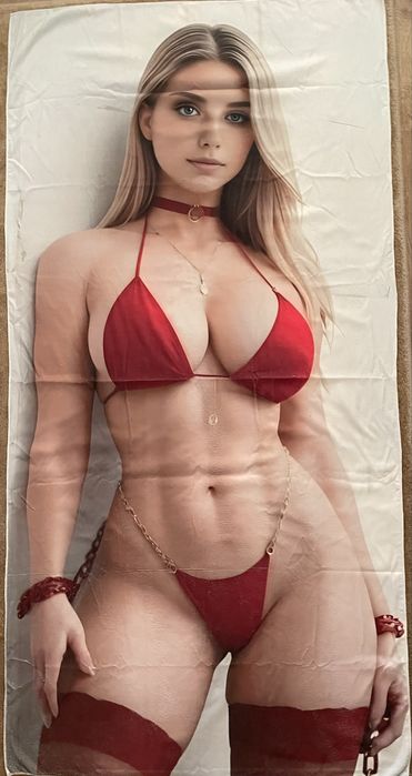 Ręcznik Plażowy 90x180 „Kobieta w Czerwonym Stroju Kąpielowym”