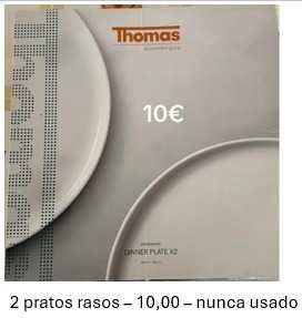 2 pratos rasos – nunca usado