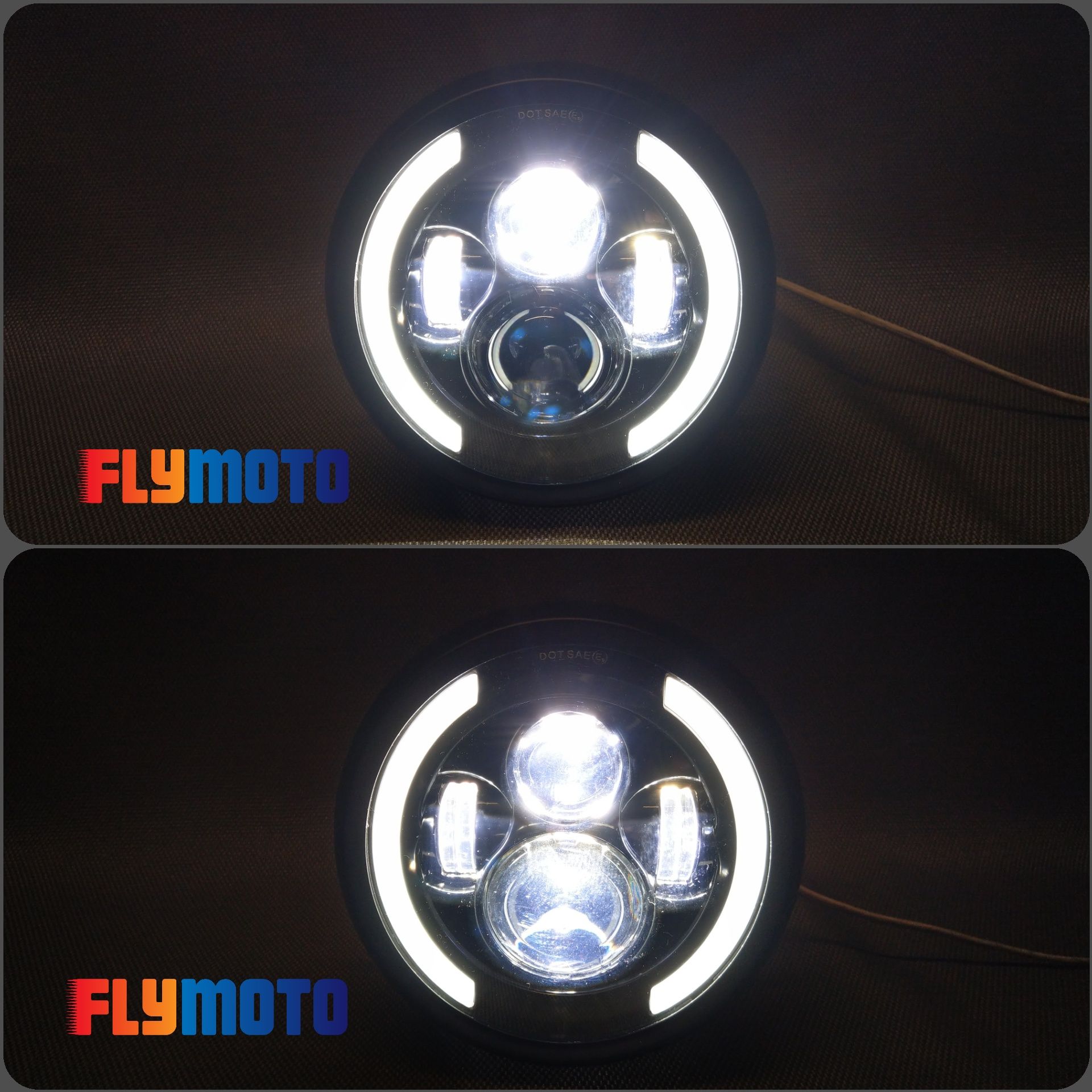 Мото фара LED з ДХО/ДХВ линзованая, з габаритами, фара на мотоцикл ЛЕД