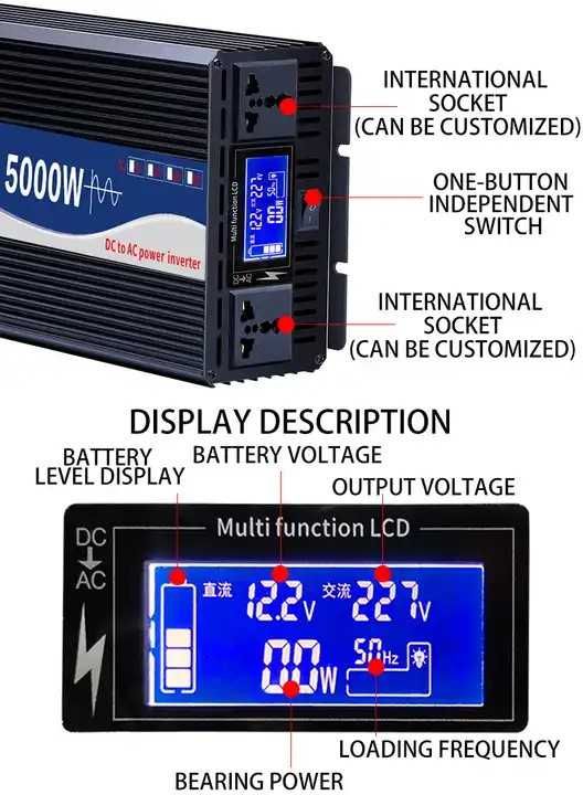 Инвертор 12-220v Чистый синус! 800-5000Вт. AGM Гелиевые  Аккумуляторы.