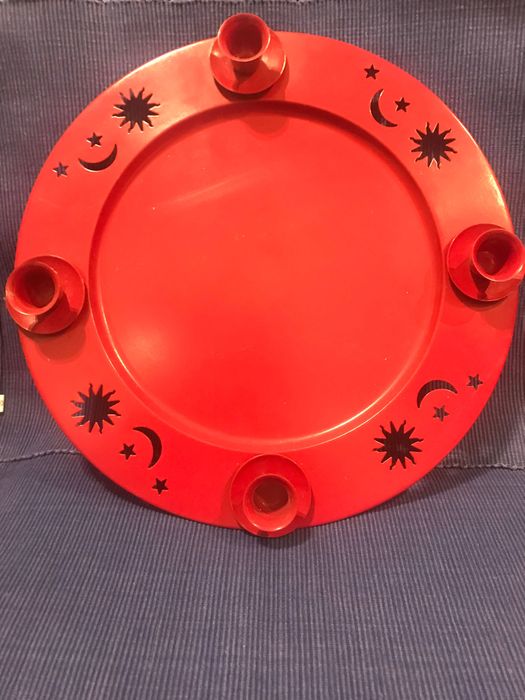 Świecznik, taca dekoracyjna na świeczki i stroik świąteczny