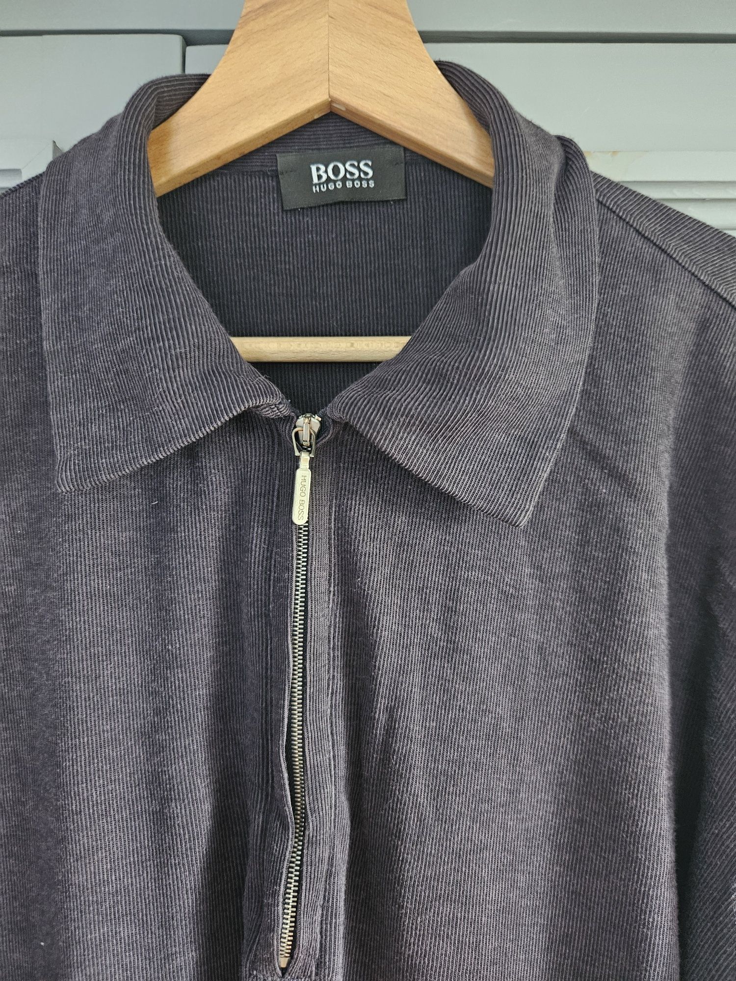 Polo z długim rękawem sweter hugo boss xxl granat logo suwak