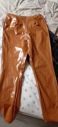 Spodnie getry legginsy lateks camel