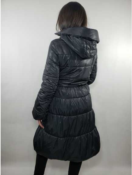 Зимний черный женский плащ пальто