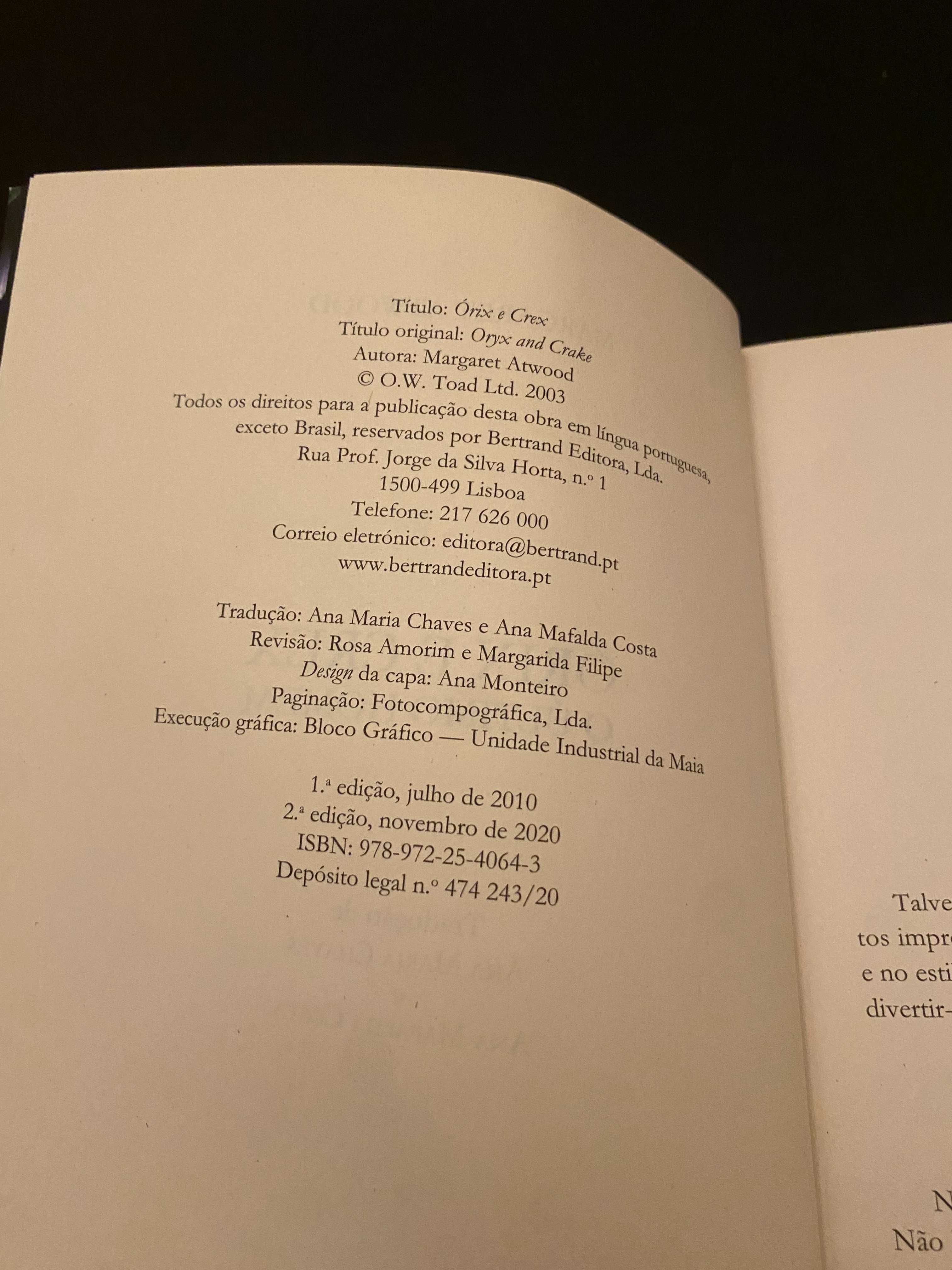 Livro Órix e Crex - O Último Homem de Margaret Atwood
