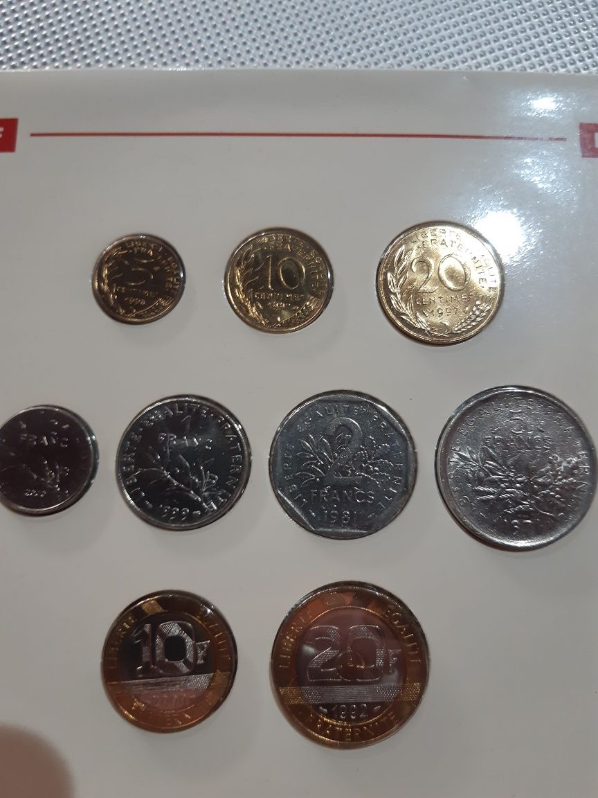 França ultimas moedas pre euro c/ 9 moedas unc