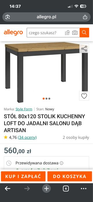 STÓŁ 80x120 Stolik jadalnia