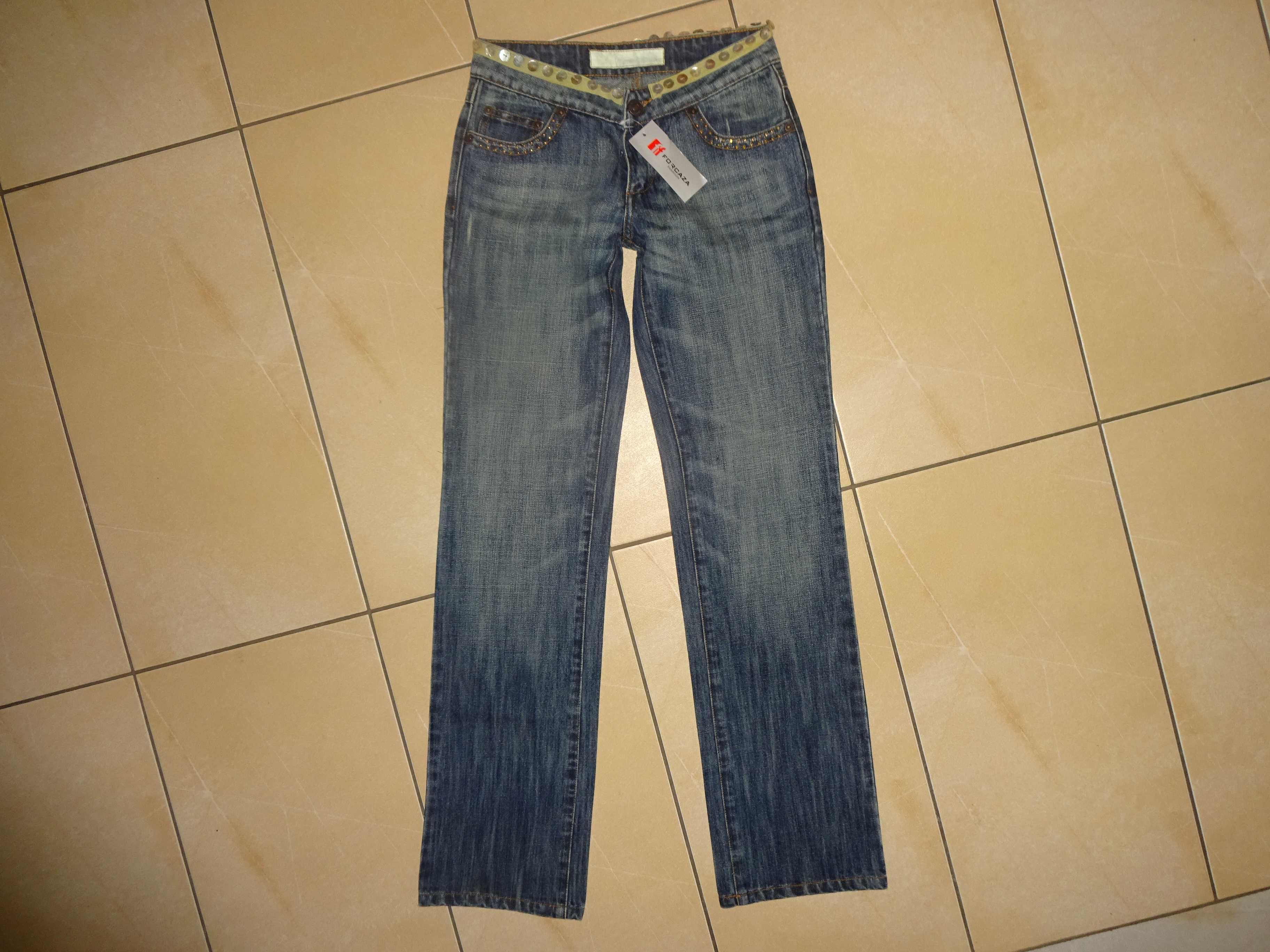 FORCAZA Fashion modne proste jeansowe spodnie hafty LUX 36