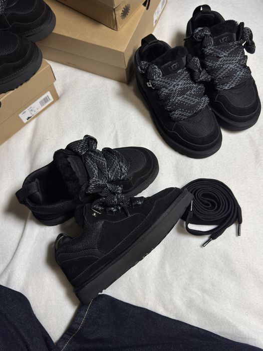36-41‼️ Дуті Ugg Lowmel Sneaker Black угг ловмел чорні широкі шнурки