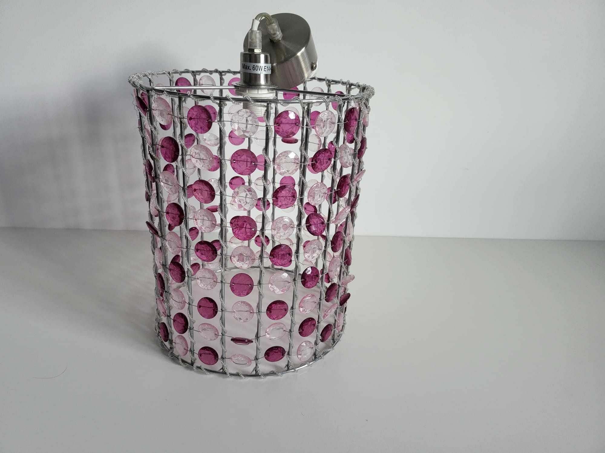 Zestaw lamp: lampa wisząca + na biurko fioletowo-różowa firmy colours