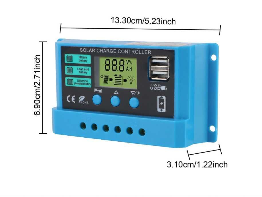 Solarny kontroler ładowania regulator USB 12V 24V