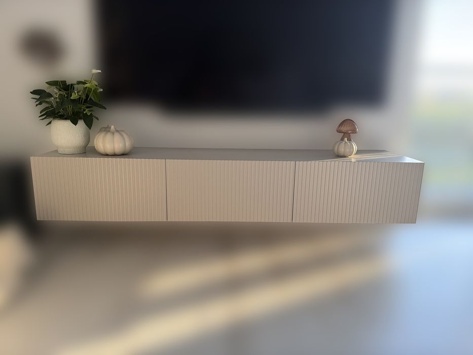 Szafka wisząca 200 cm RTV kaszmir mat beż Bogart