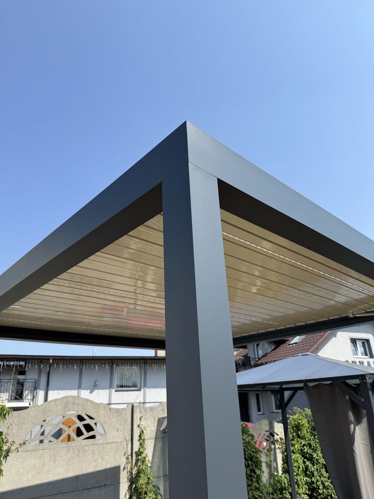 Pergola aluminowa 3x3 3x4 3x5 elektryczna LED RGB biały dach