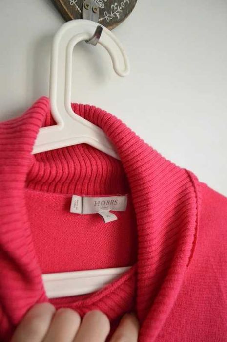 Hobbs merino wiskoza kaszmir sweter fuksja magenta S premium