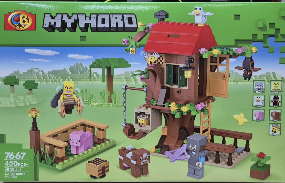 Klocki Minecraft MY WORLD Domek na Drzewie CB 450 el + Świecące LED