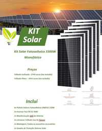 Kit Solar Fotovoltaico 3300W Monofásico Telhado Liso