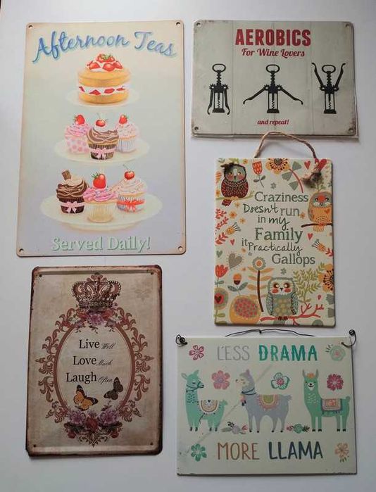 Tabliczki metalowe ozdobne zawieszki blaszane tablice szyld tablica