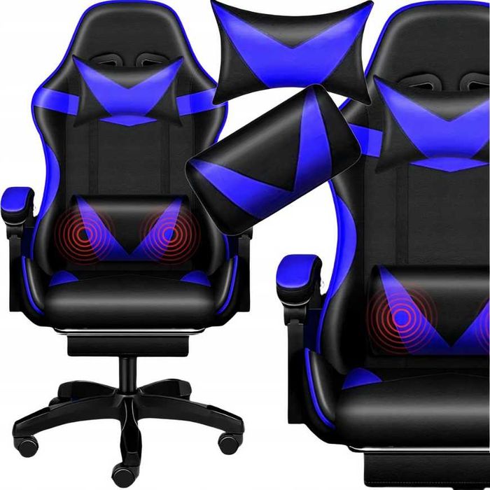 Nowy Fotel Gamingowy Biurowy Obrotowy Dla Gracza Krzesło Biurowe+Masaż
