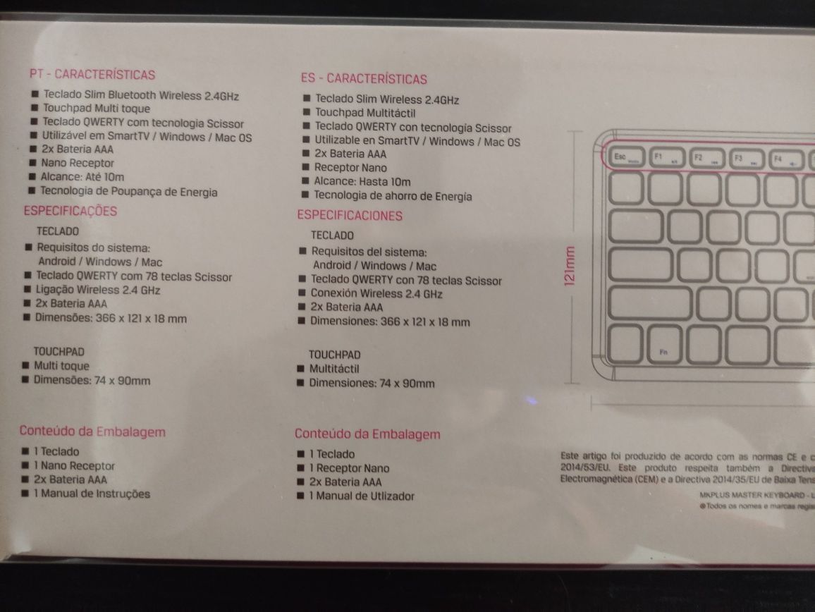 Teclado sem fios e touchpad da marca MKPlus, modelo MC910 - NOVO