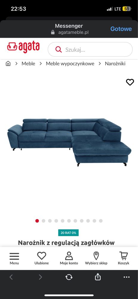 Narożnik sofa wypoczynek Agata Meble Marola granatowy