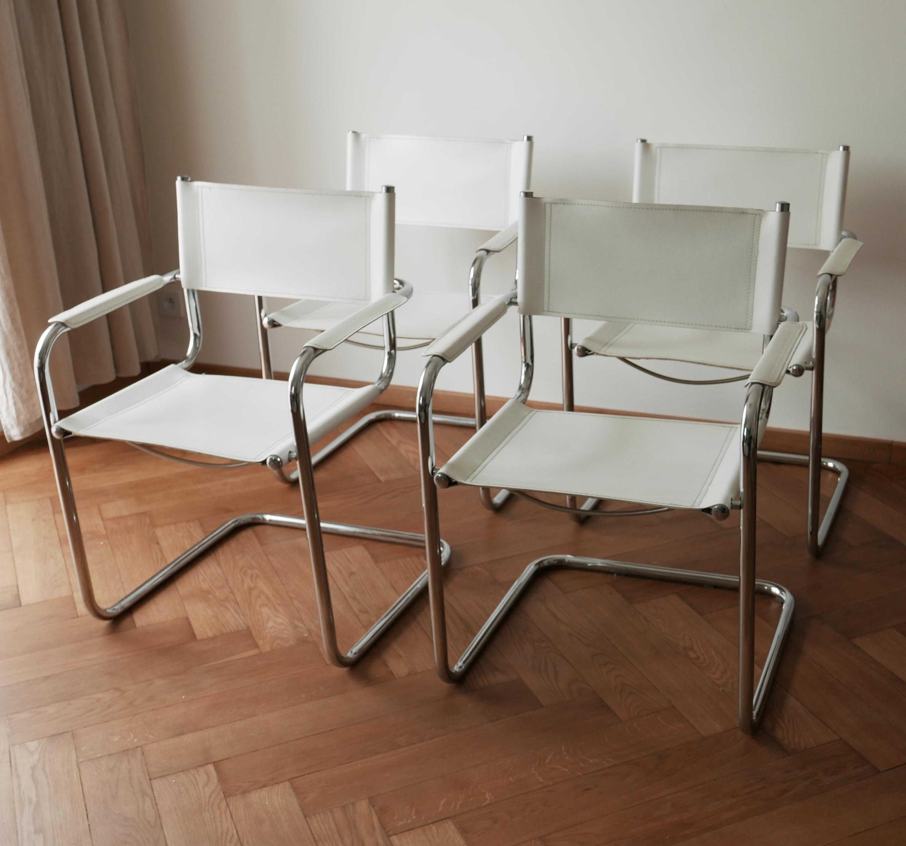 4 krzesła, Bauhaus, skóra naturalna, chrom., modern